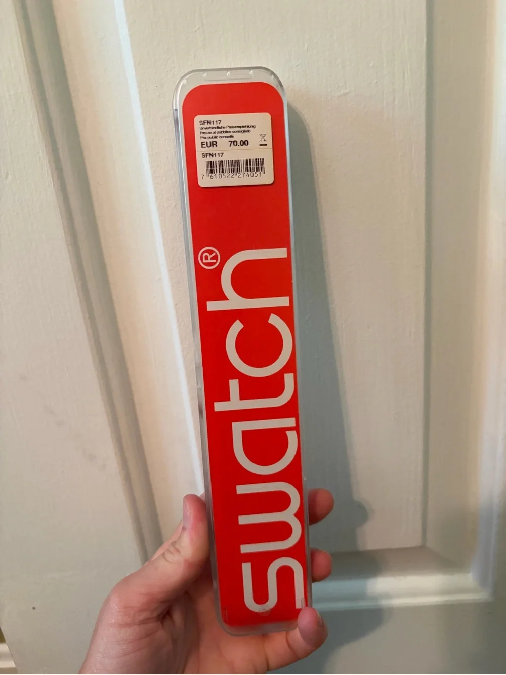 Swatch Blue and Lime Pattern Strap Watch